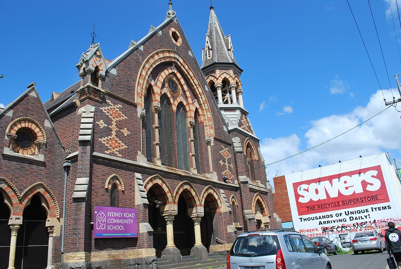 Gothic facade of Brunswick Methodist Church