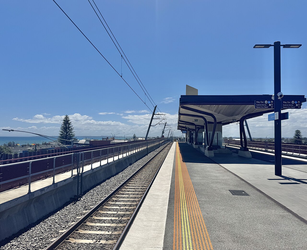 Platform 1 at Carrum railway station with its shelter