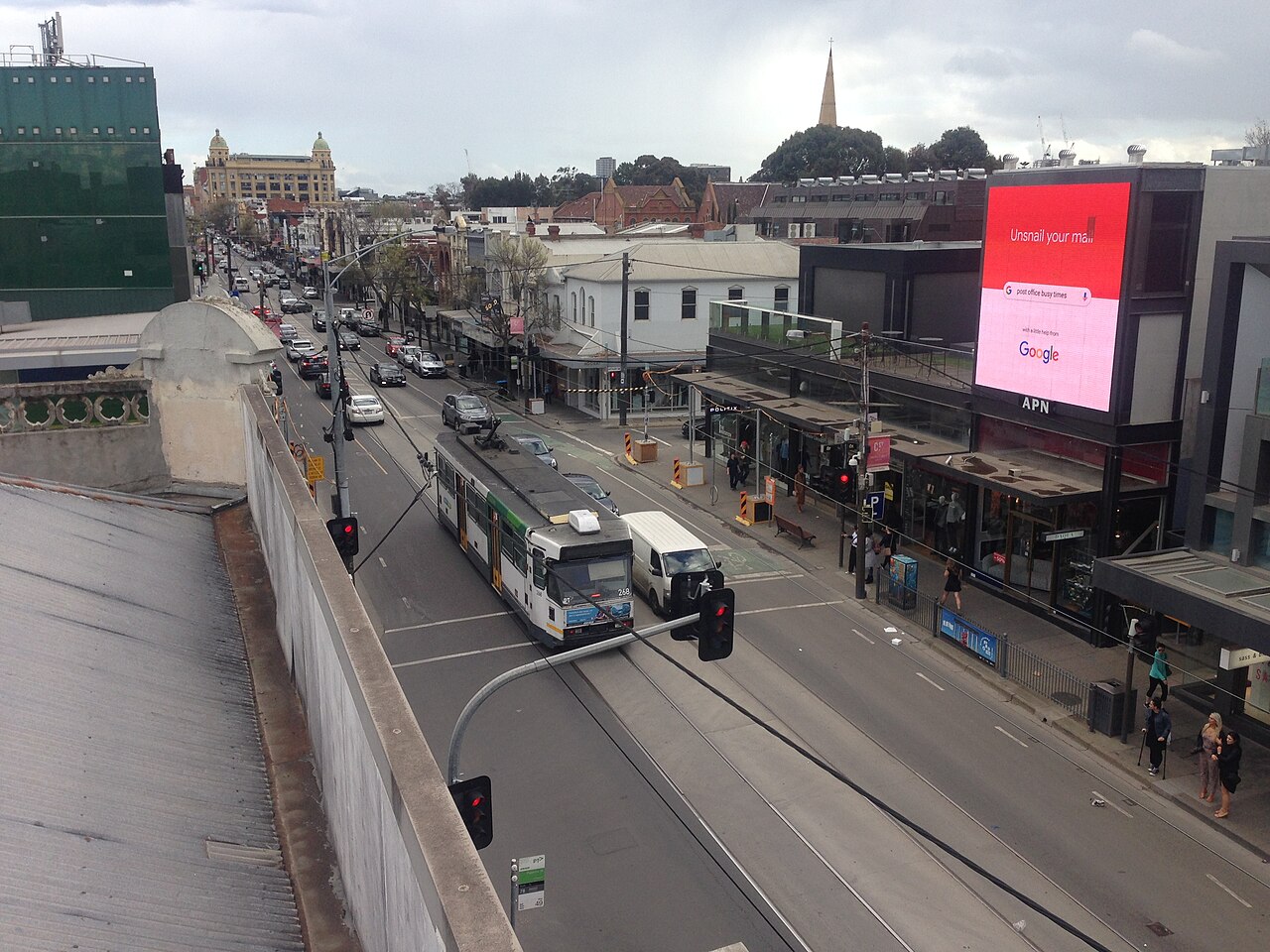 Chapel Street seen from a carpark rooftop