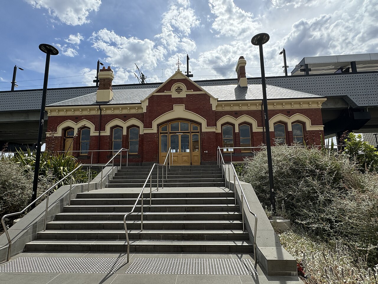 Heritage brick building at Coburg railway station