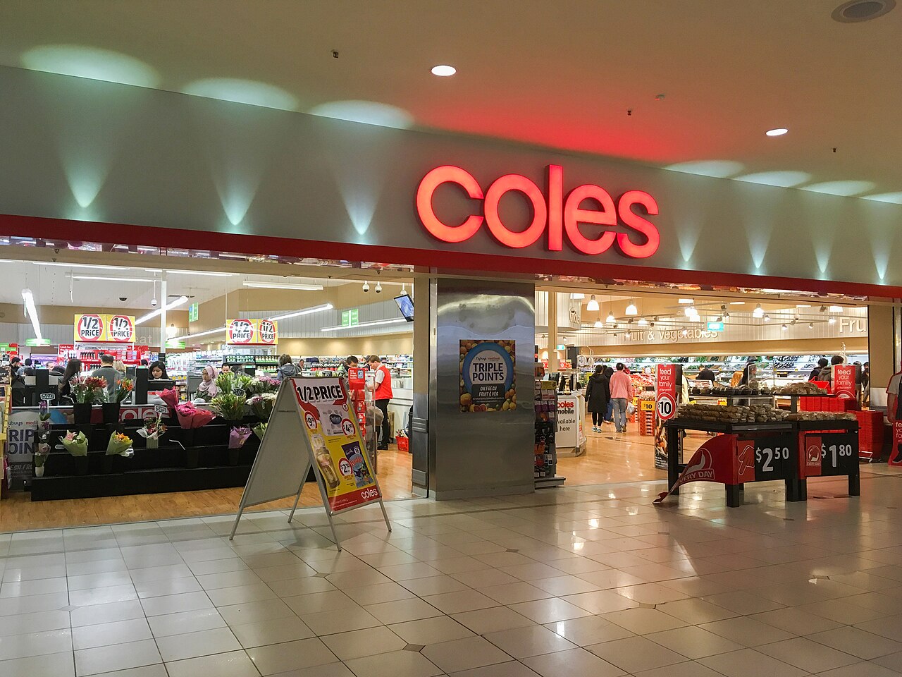 Coles supermarket entrance in Chadstone Shopping Centre