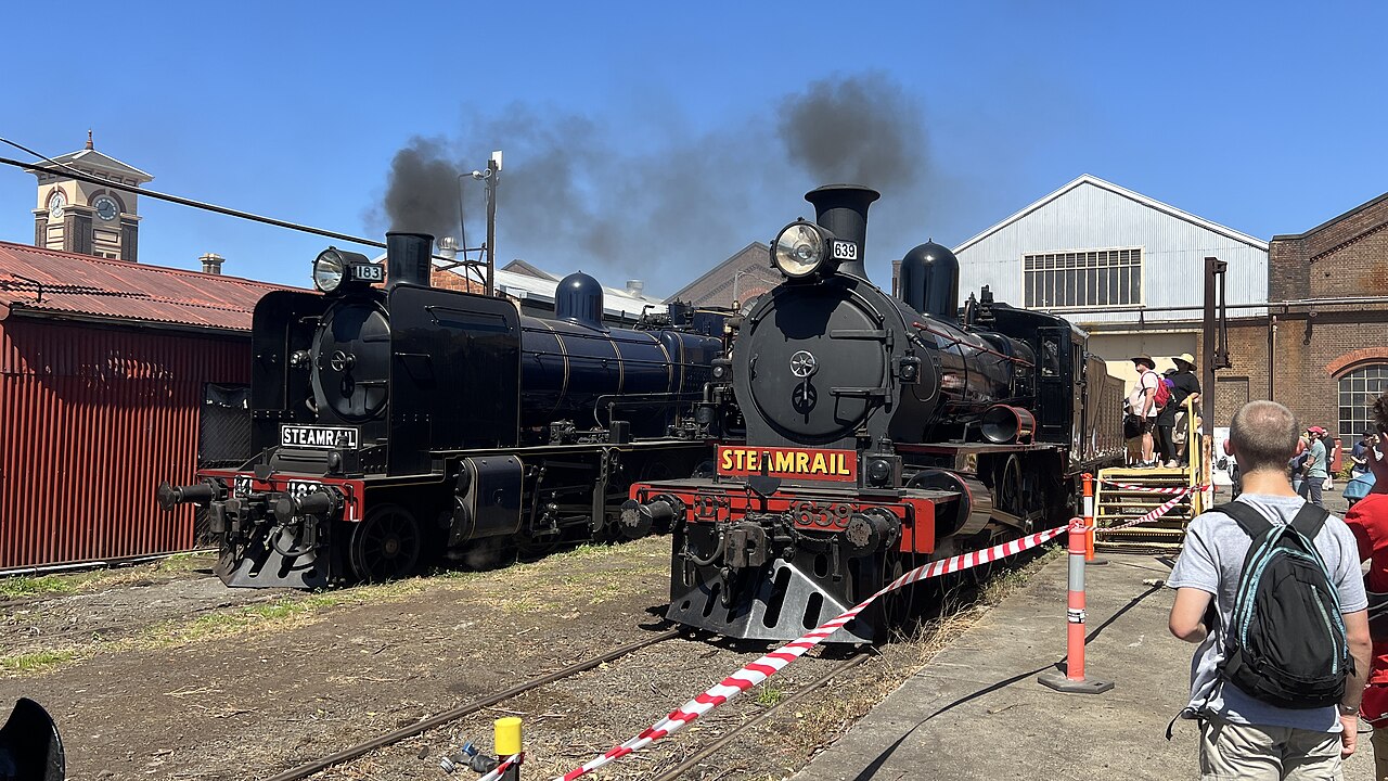Steam locomotives D3 658 and K 183 in steam at the rail yards