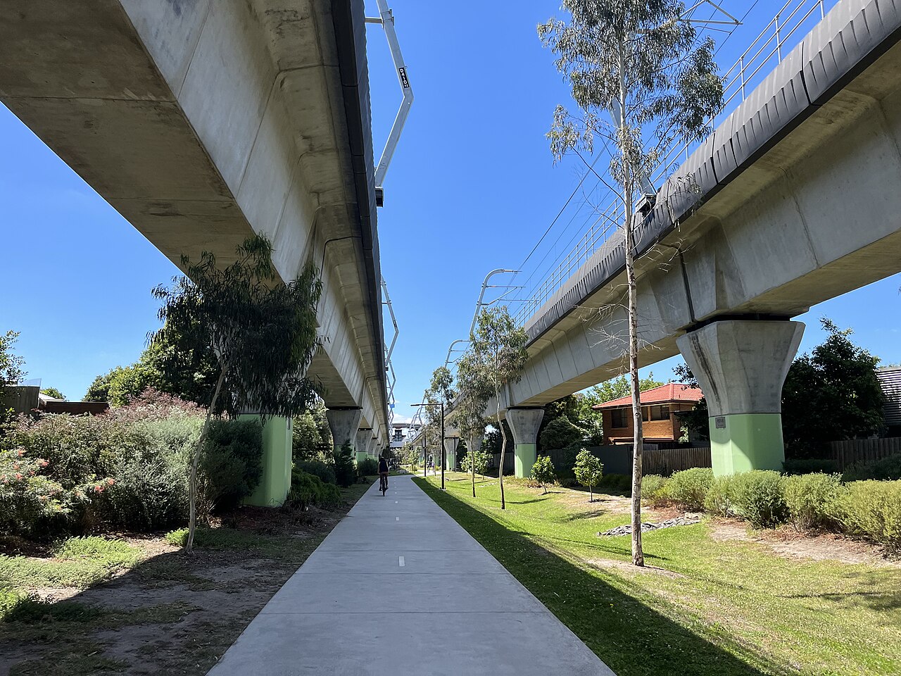 Djerring Trail path beneath the elevated rail line