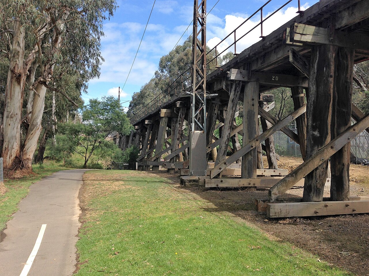 Eltham rail trestle bridge beside a path