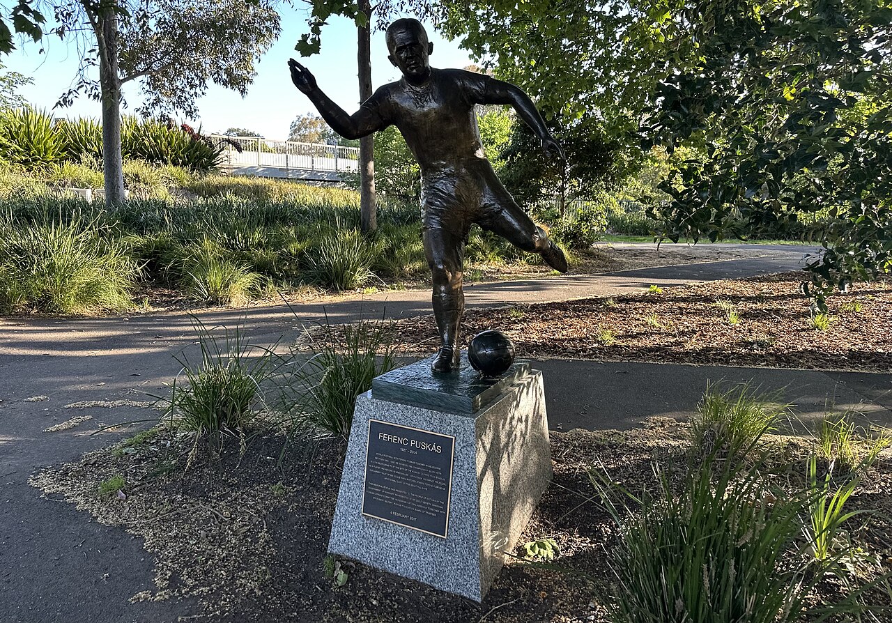 Ferenc Puskas statue at Gosch's Paddock