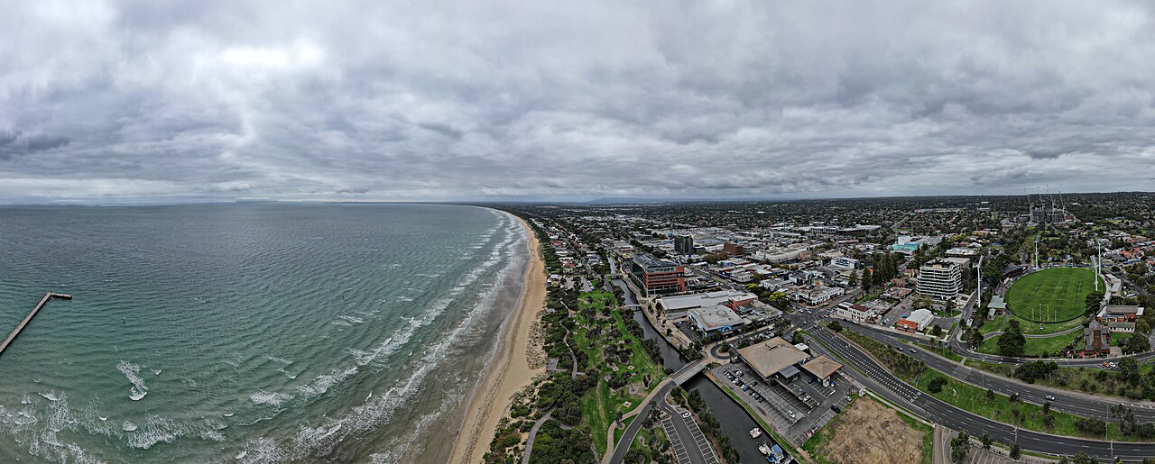 Aerial view of the Frankston coastline looking north