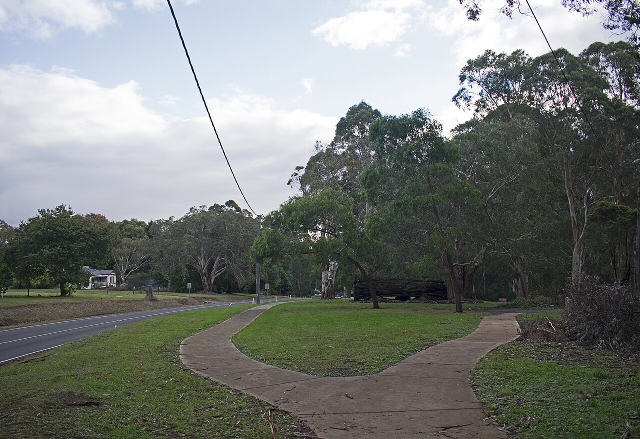 Paths and lawn in Gembrook Remembrance Park