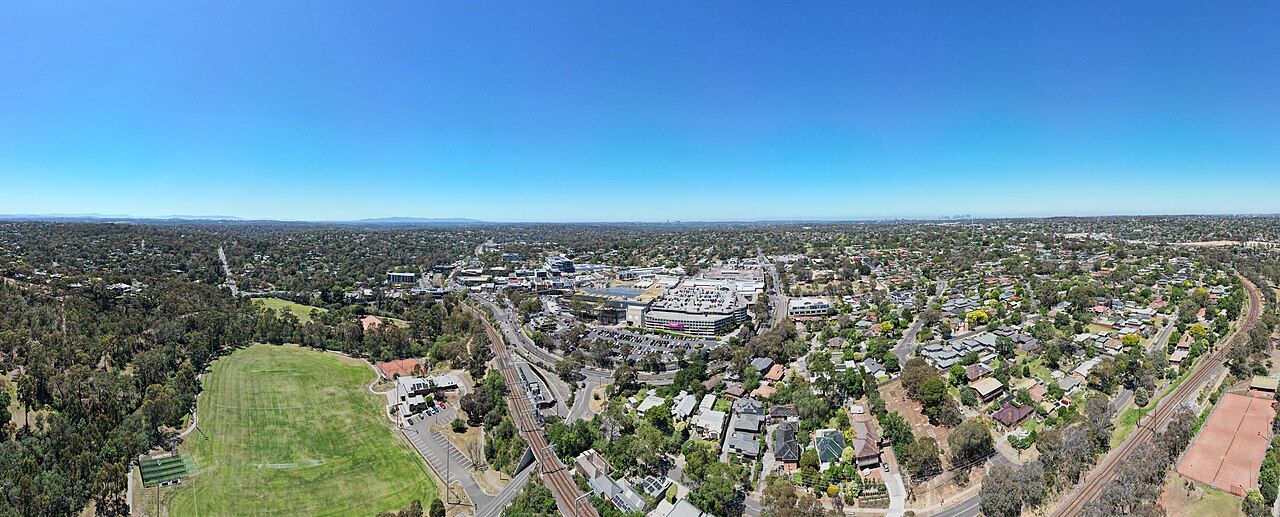 Aerial view of Greensborough Plaza and surrounds