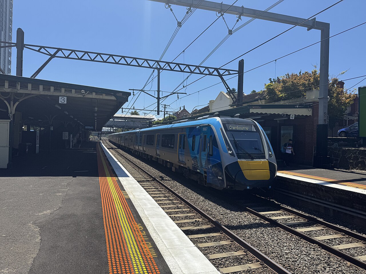 A metro train at Malvern railway station