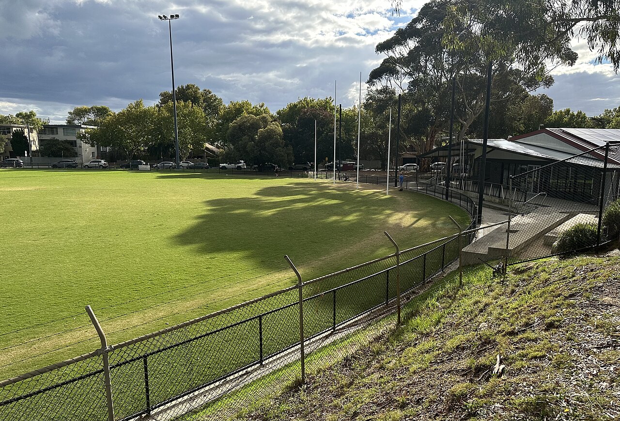 Holmes-Todd Oval, a grassed sports ground behind a fence