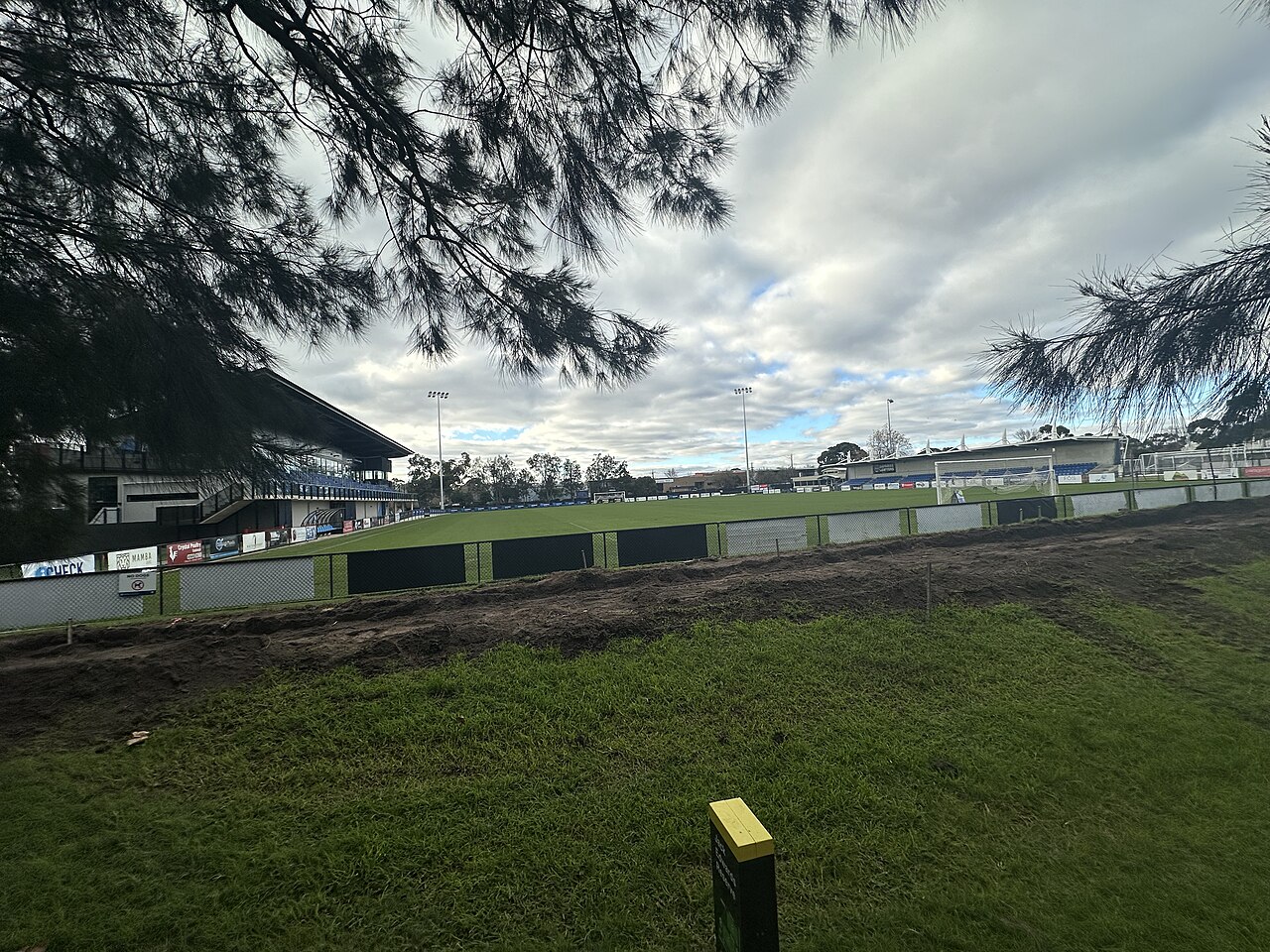 Grandstand and field at Jack Edwards Reserve