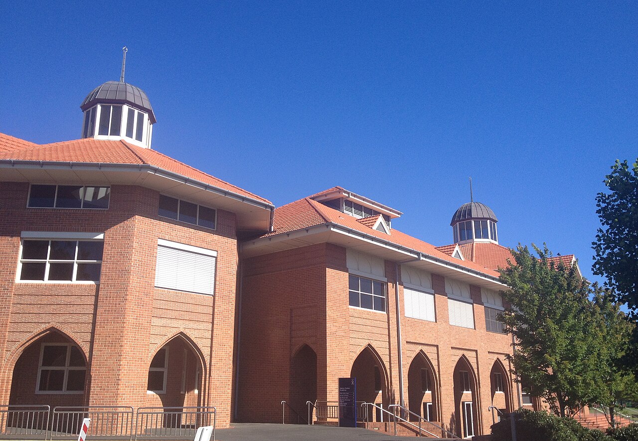 West facade of a Scotch College building with domed towers