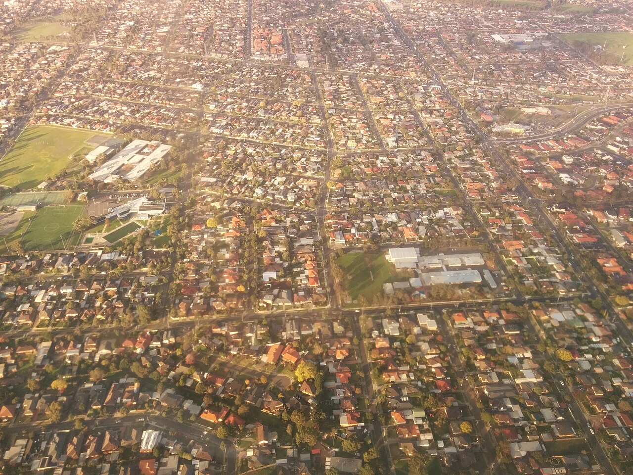 Aerial view over Keilor East