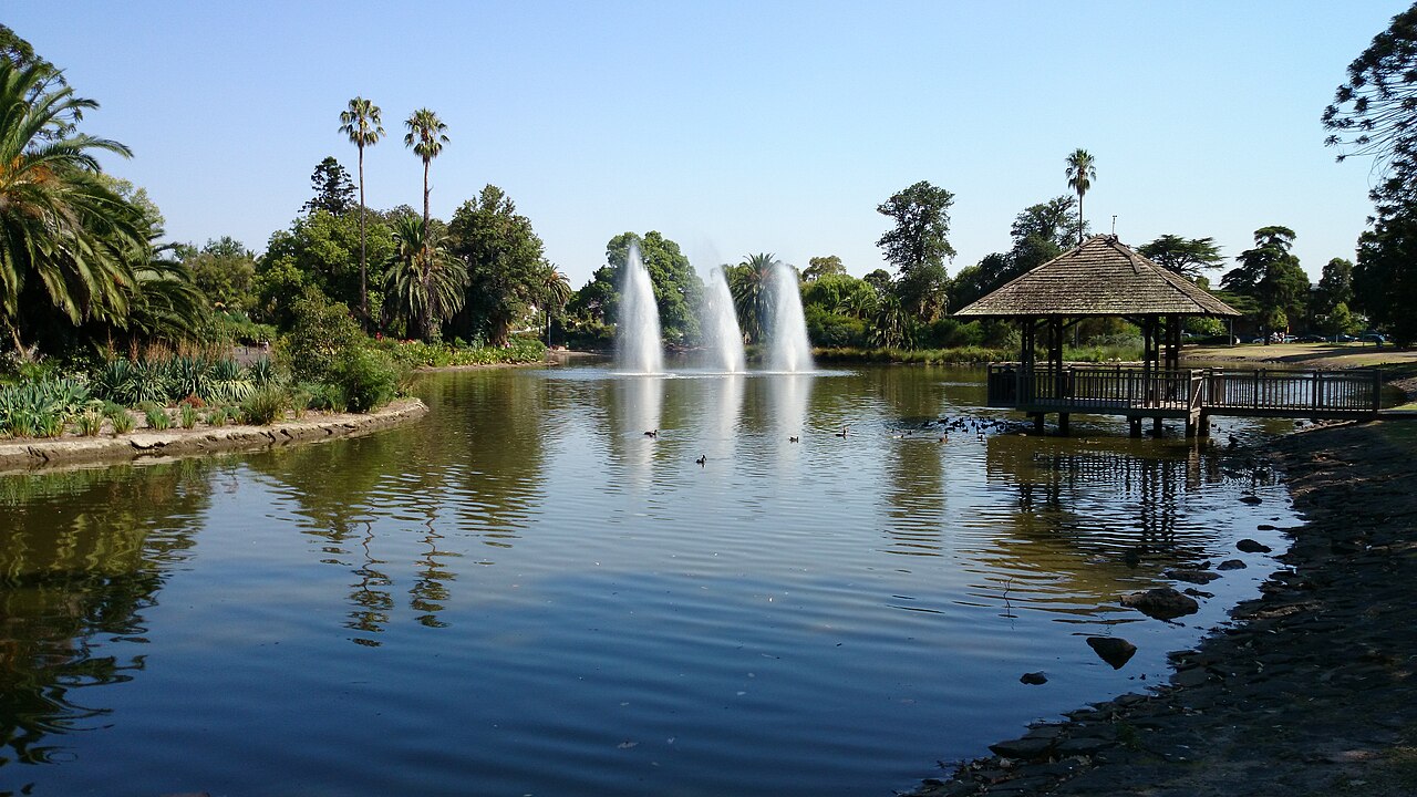 Lake with fountains at Queens Park, Moonee Ponds