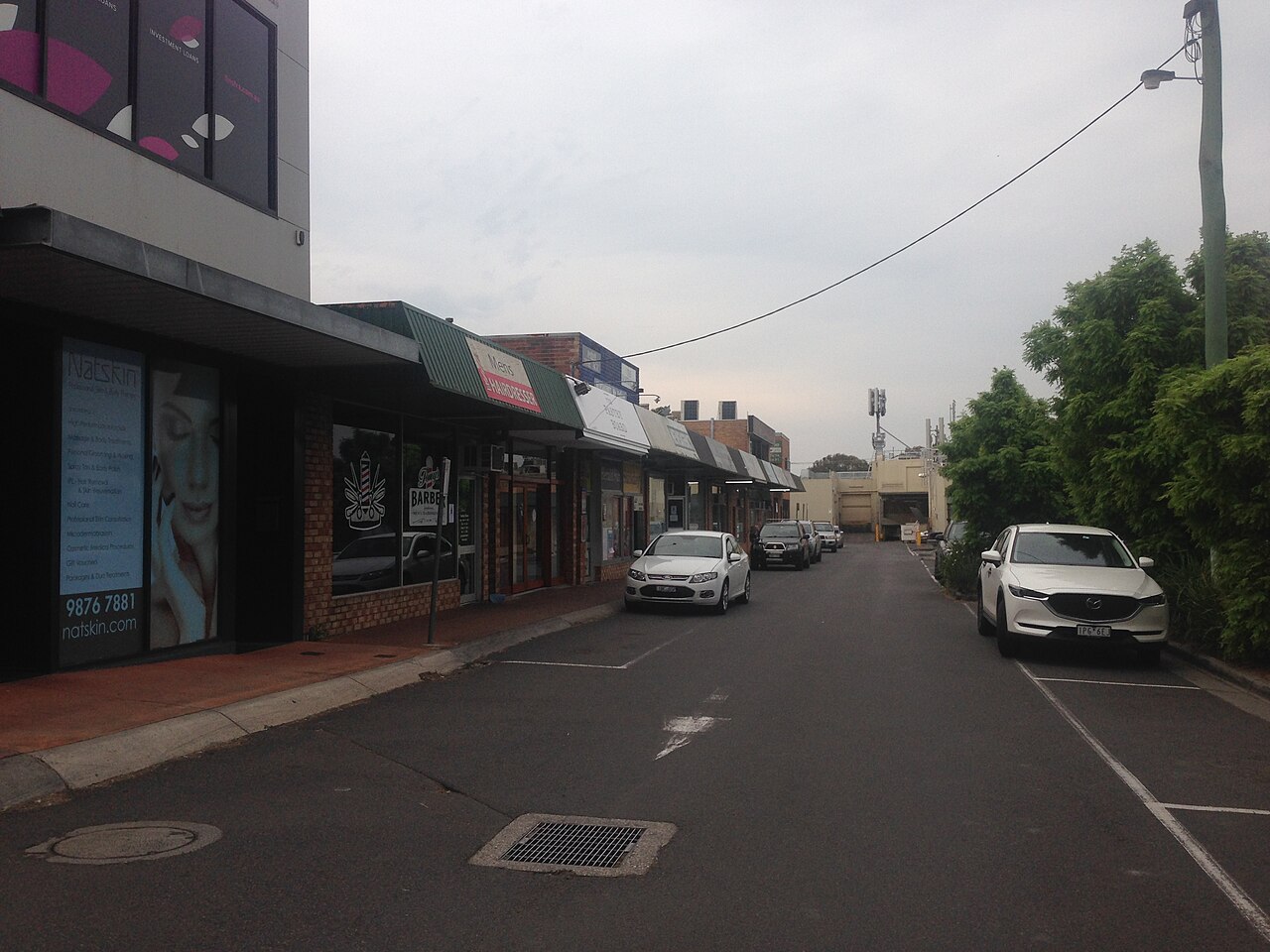 Lane behind shops at Ringwood North shopping centre