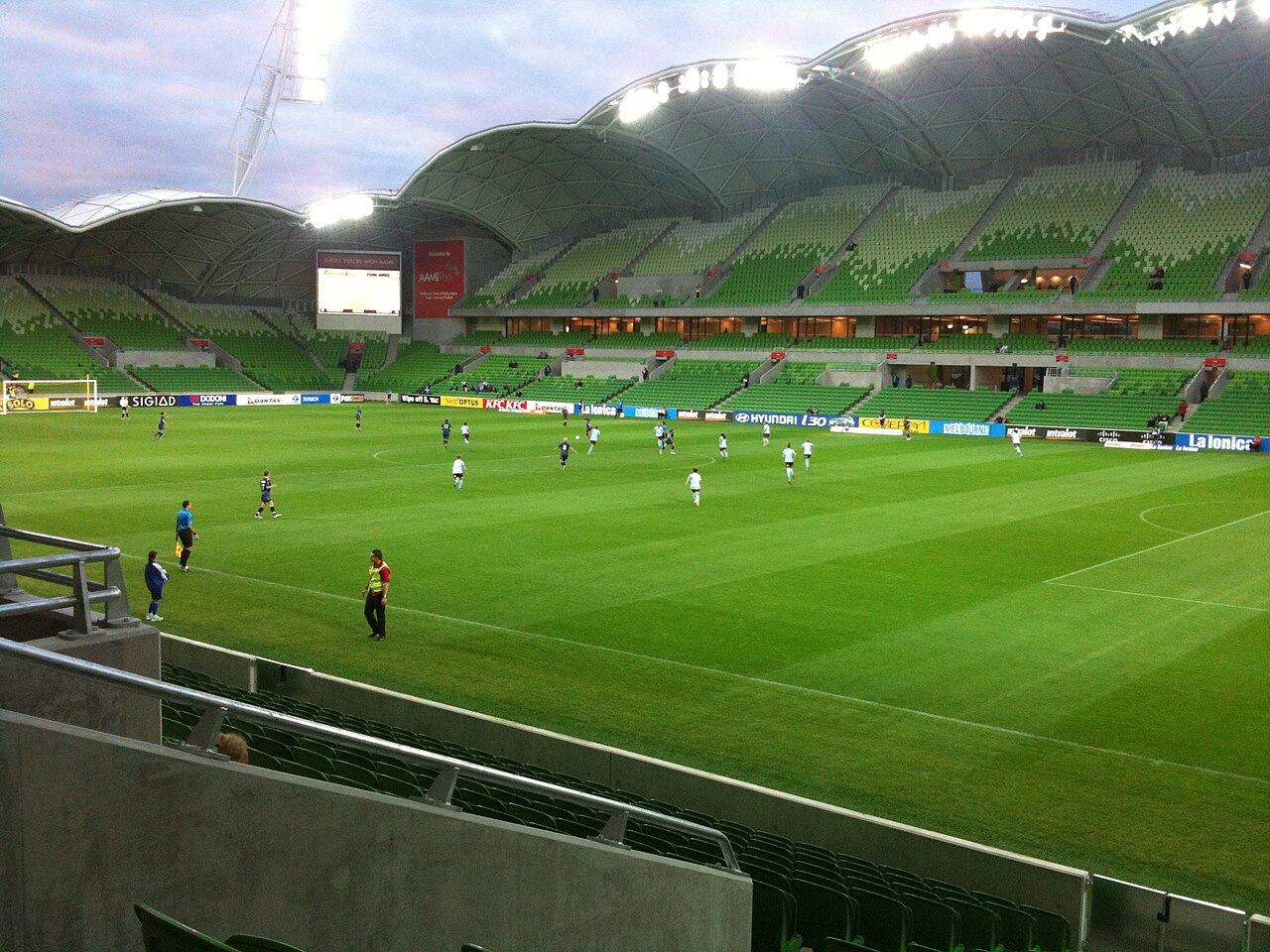 Pitch and stands inside Melbourne Rectangular Stadium