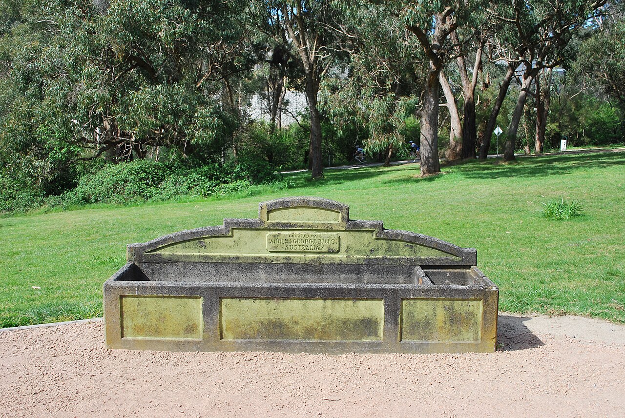 Mitcham Bills Horse Trough in a grassed reserve
