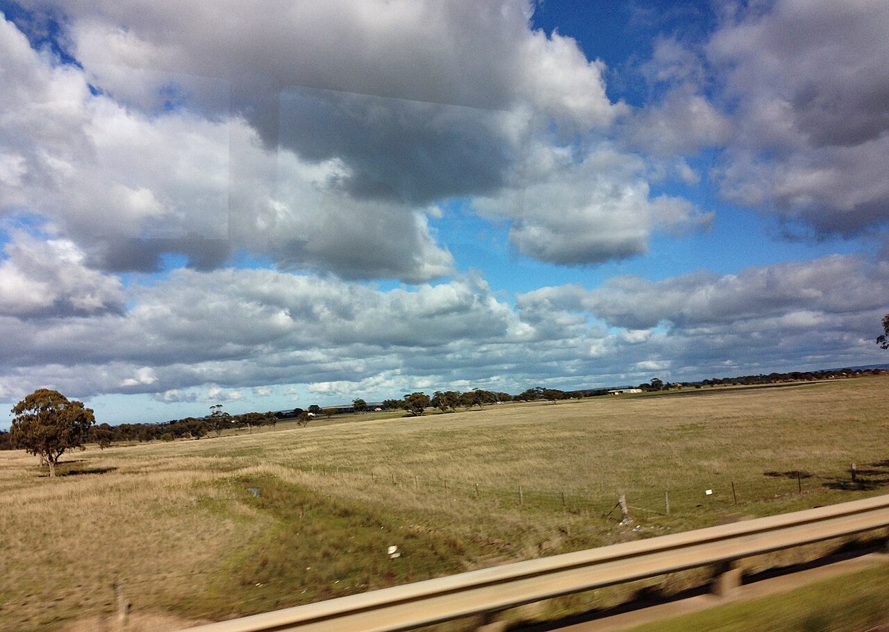 Grassland beside the Western Freeway at Brookfield