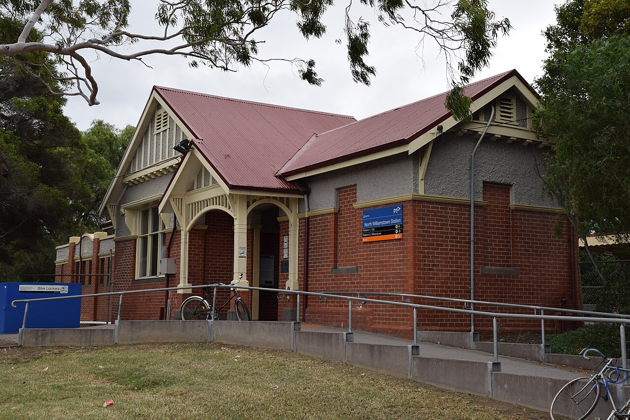 Brick station building at North Williamstown station
