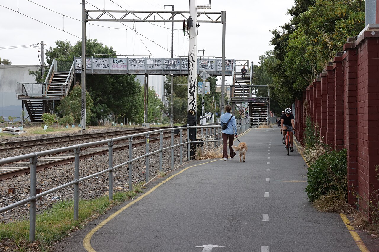 Upfield shared path beside the railway line