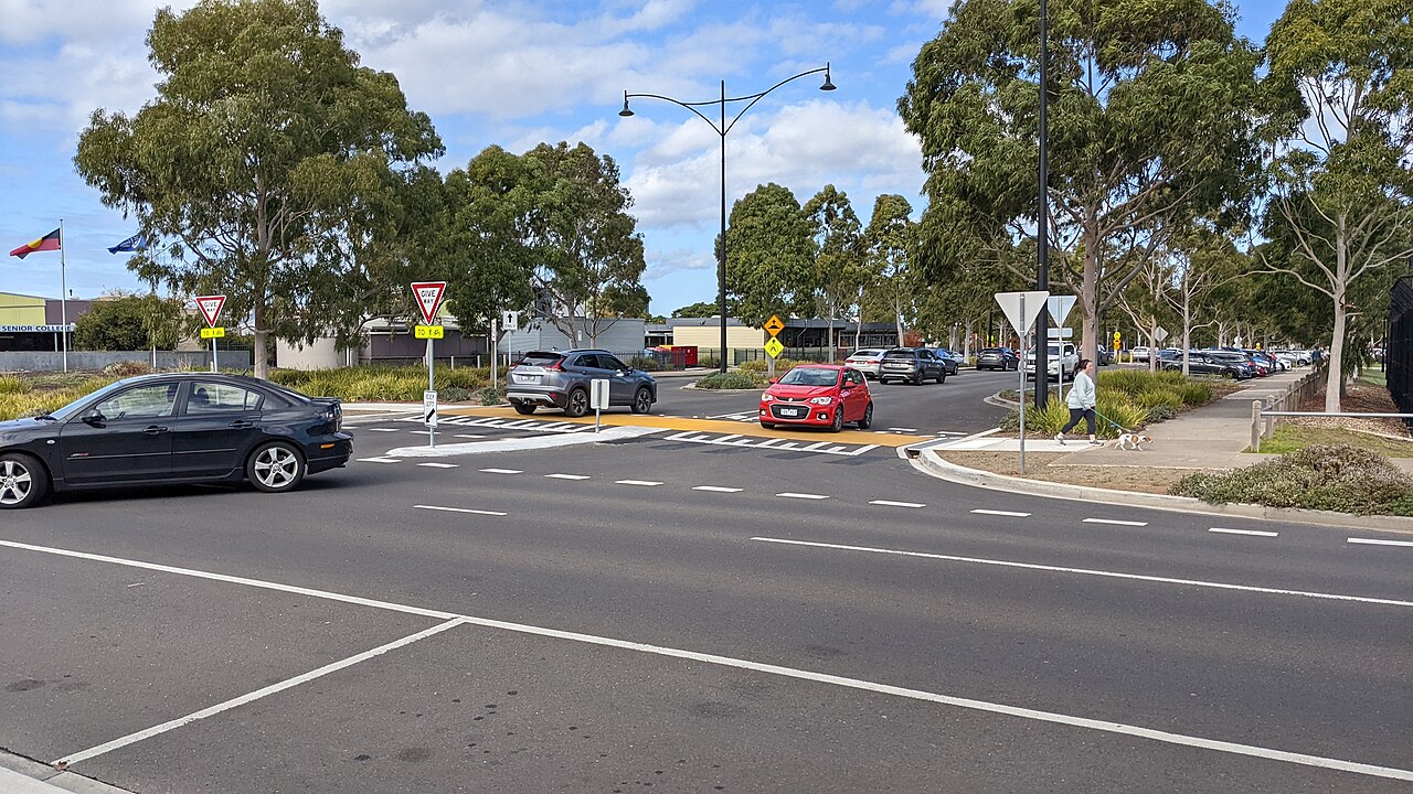 Pedestrian crossing on The Parade in Caroline Springs