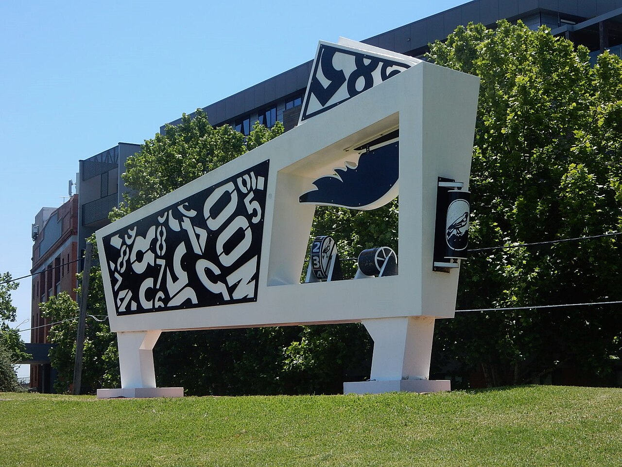 Redesigned sculptural scoreboard at Victoria Park