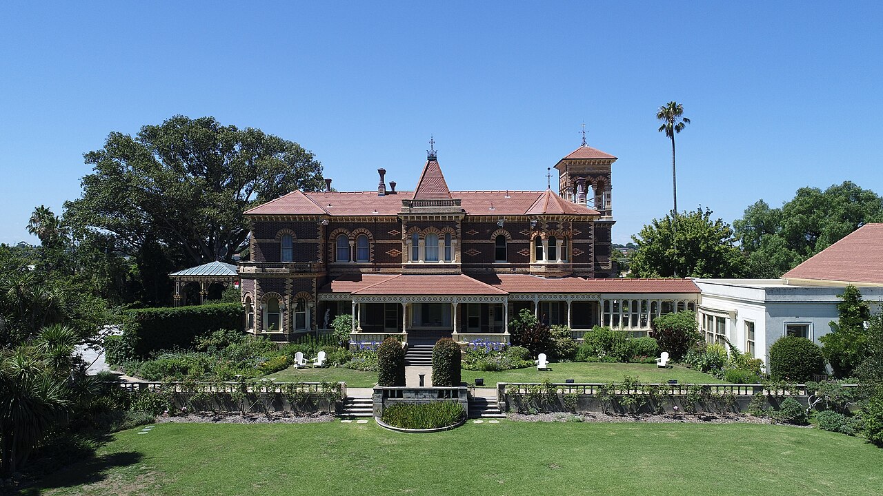 Rippon Lea Estate mansion seen across the garden
