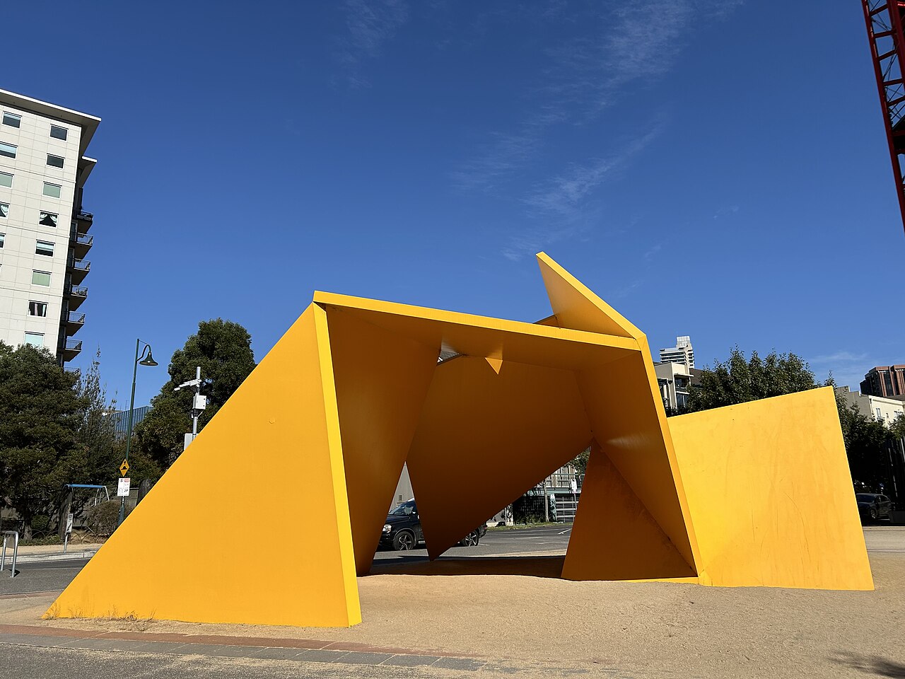 The yellow Vault sculpture by Ron Robertson-Swann