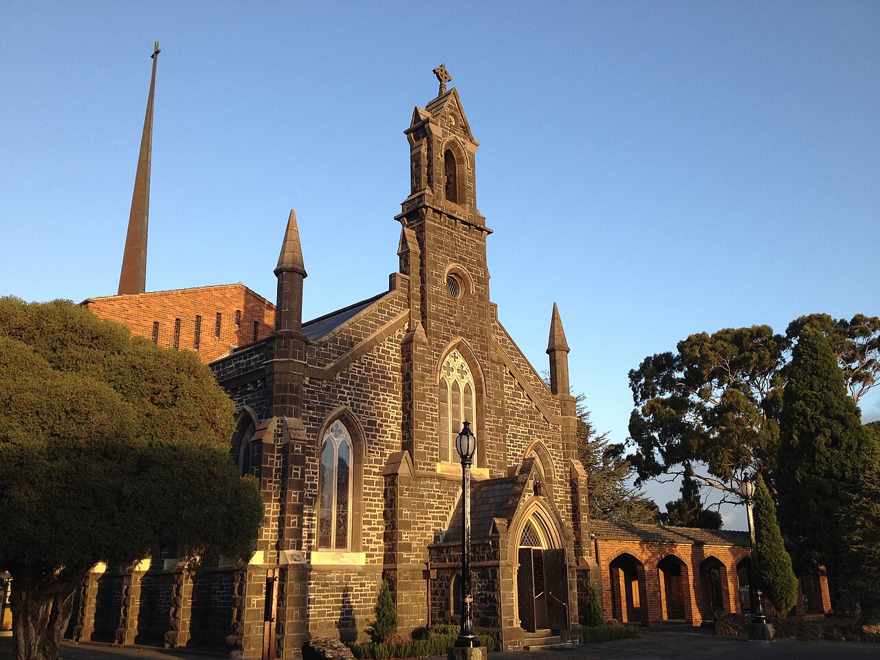 Gothic stone church building at St Andrew's, Brighton