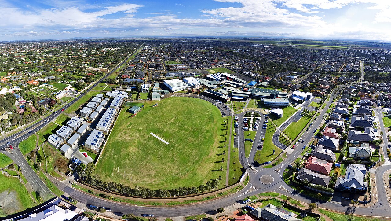 Aerial view of Thomas Carr College and its oval