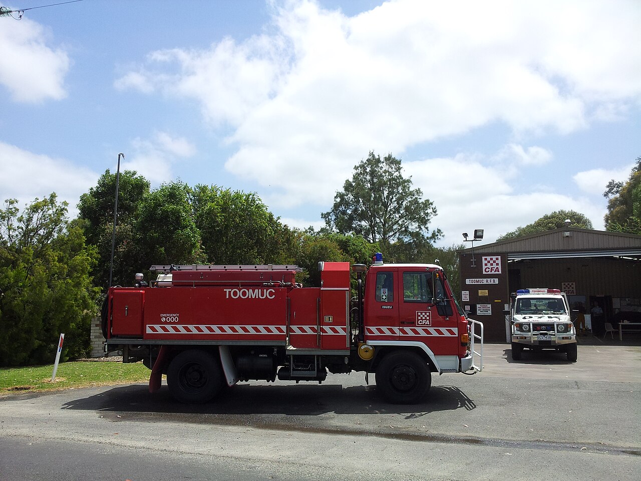 Toomuc fire station with its fire trucks parked out front