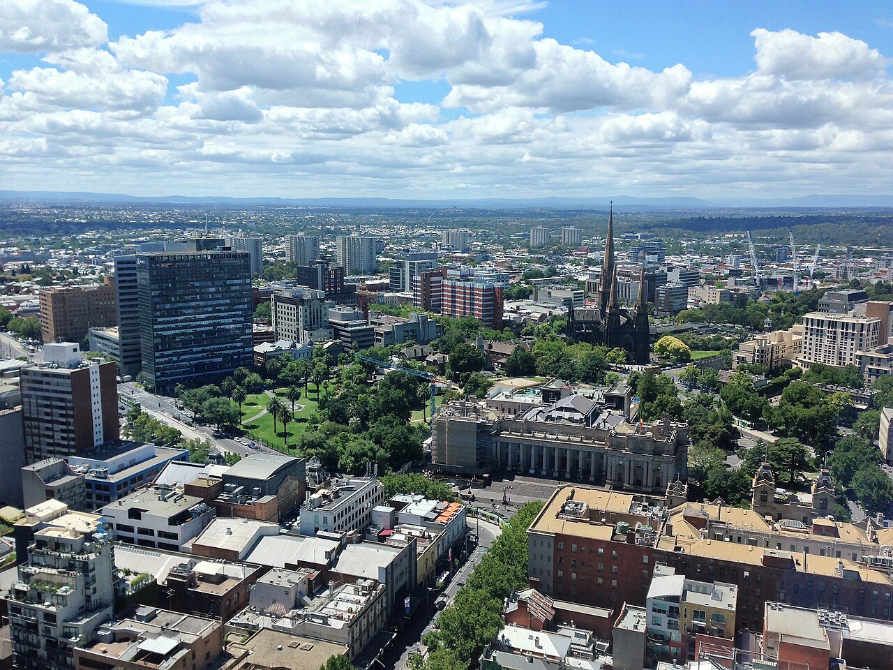 View of Melbourne looking east from the CBD