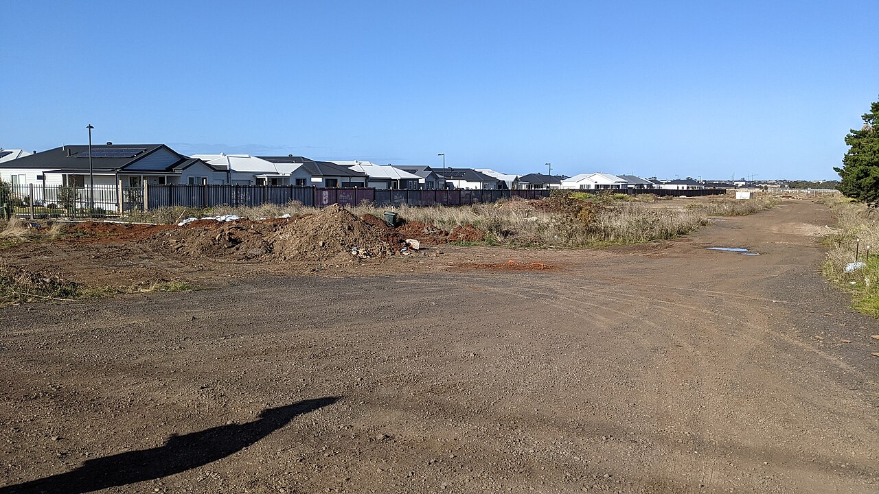 Row of new houses on the edge of suburbia in Deanside