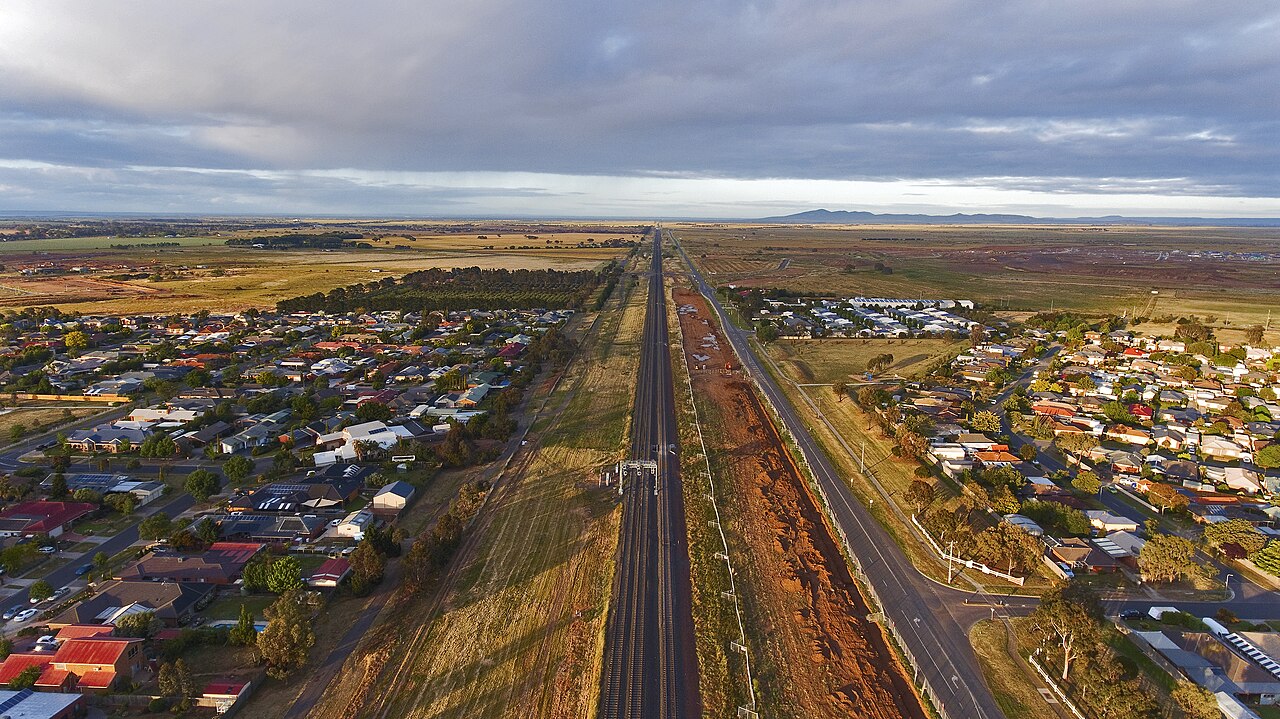 Aerial view of Werribee's western edge, facing the You Yangs
