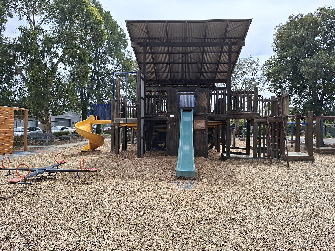 Woolhouse Playhouse playground with slide and climbing frame