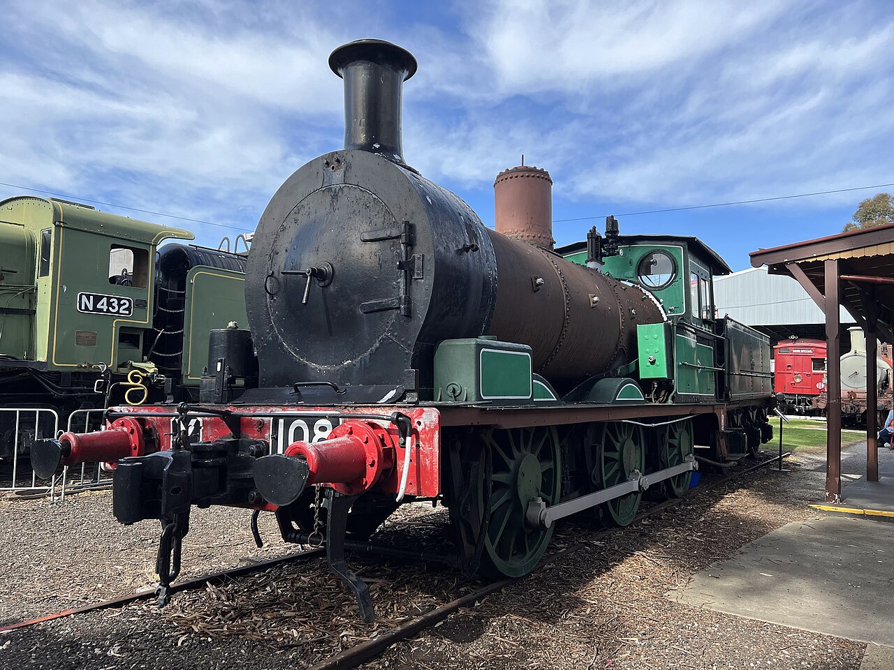 Steam locomotive Y108 on display at the Newport Railway Museum